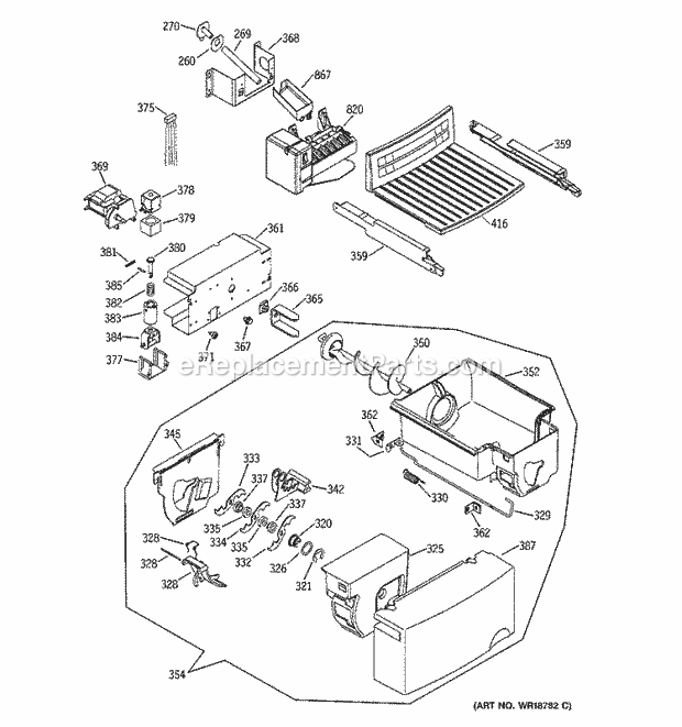 GE GST20IEMACC Refrigerator Ice Maker & Dispenser Diagram