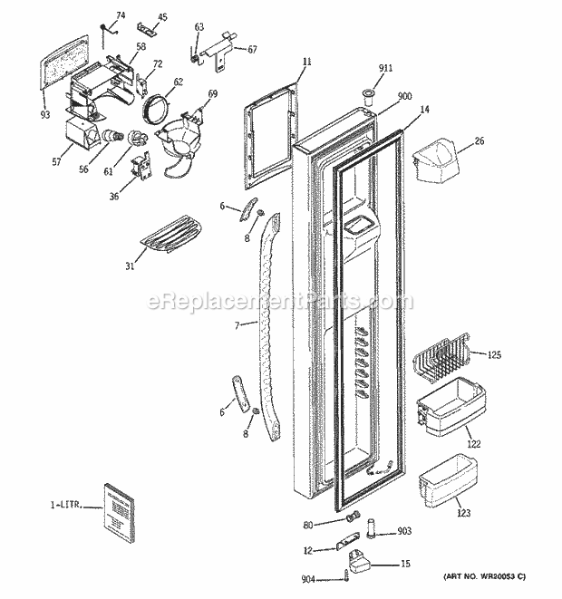 GE GSW25LSTBSS Refrigerator Freezer Door Diagram