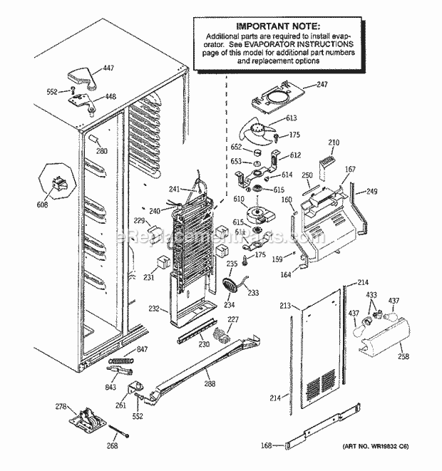 GE GSW25LSTBSS Refrigerator Freezer Section Diagram