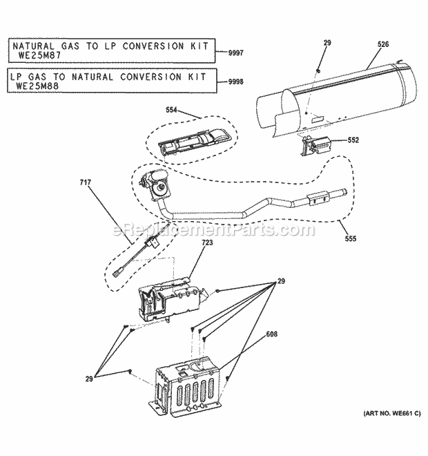 GE GTDS825GD0MC Gas Valve & Burner Assembly Diagram