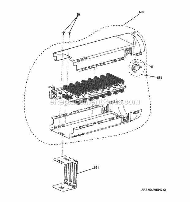 GE GTDS850ED0WS Electric Heater & Brackets Diagram