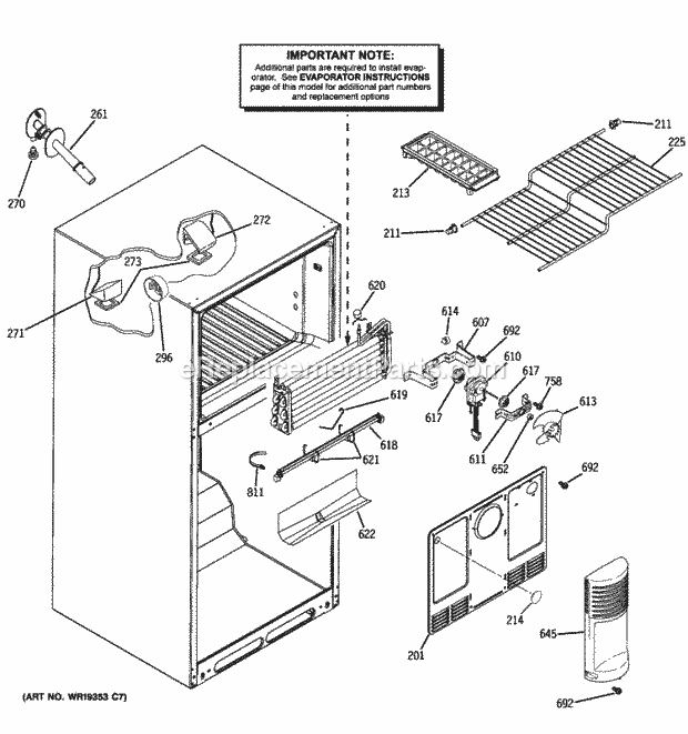 GE GTH18IBXDRBB Freezer Section Diagram