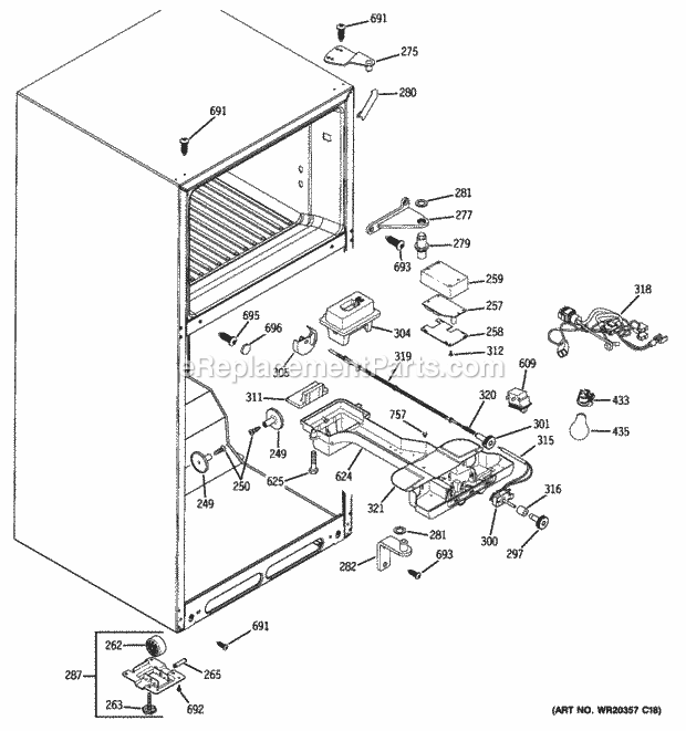 GE GTH18IBXDRBB Fresh Food Section Diagram