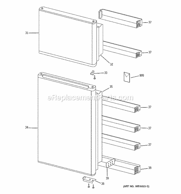 GE GTR11AAPARWW Refrigerator Doors Diagram