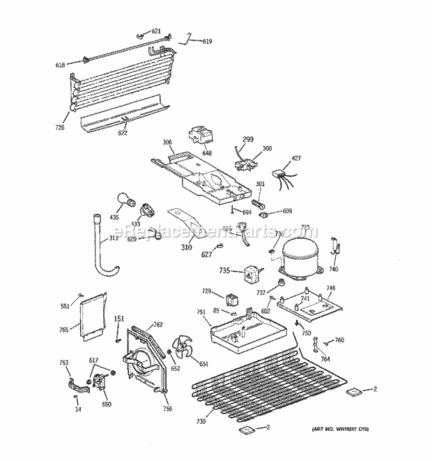 GE GTS15BBRFRBB Refrigerator Unit Parts Diagram