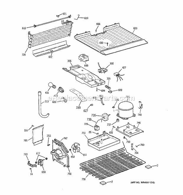 GE GTS16BBPELBB Refrigerator Unit Parts Diagram