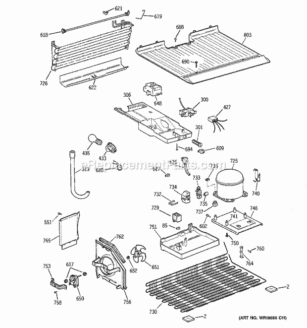 GE GTS17BCMBRAA Refrigerator Unit Parts Diagram