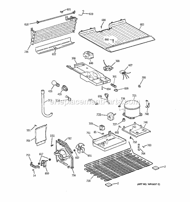 GE GTS17BCMFRWW Refrigerator Unit Parts Diagram