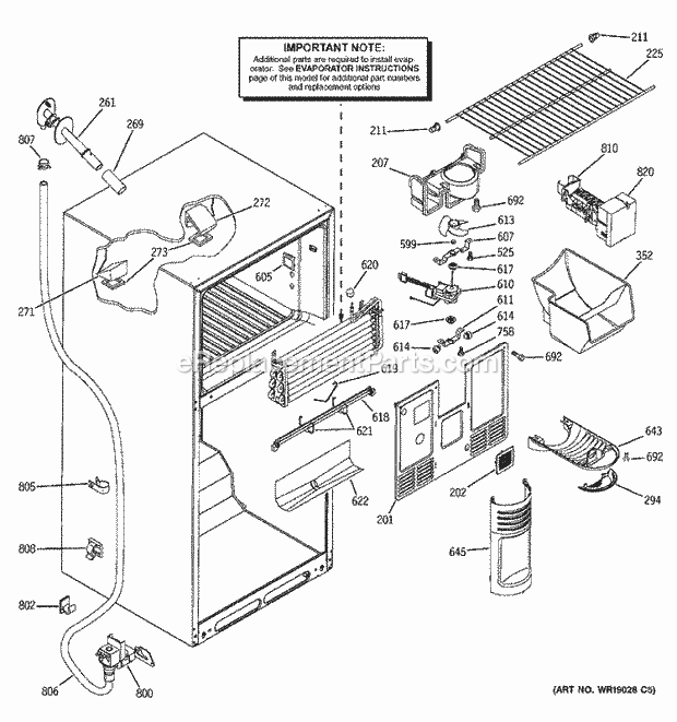 GE GTS18DCMCRAA Refrigerator Freezer Section Diagram