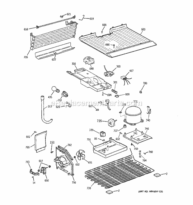 GE GTS18FBMFRWW Refrigerator Unit Parts Diagram