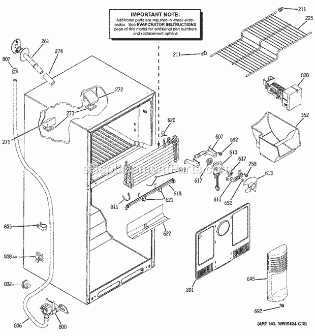 GE GTS18JCPWRWW Refrigerator Freezer Section Diagram