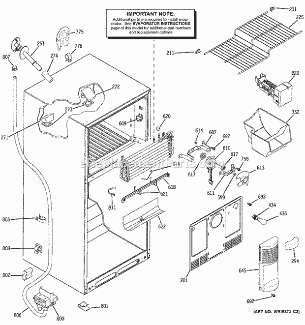 GE GTS18SHPARBS Refrigerator Freezer Section Diagram