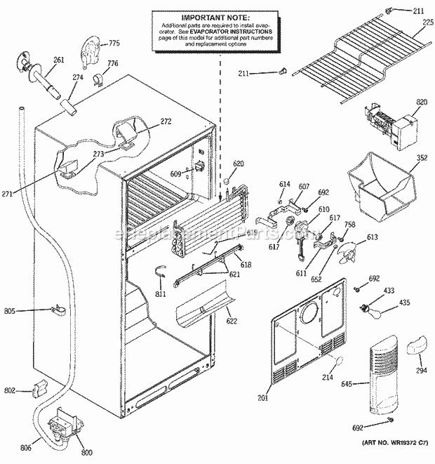 GE GTS18SHSVRSS Refrigerator Freezer Section Diagram