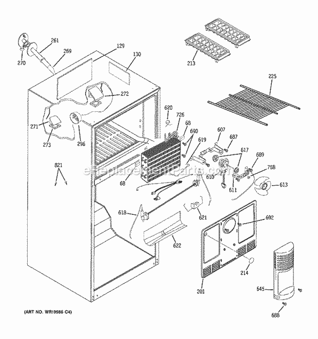 GE GTS18TBSBBB Refrigerator Freezer Section Diagram