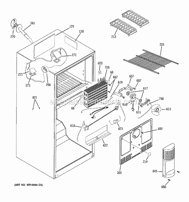 GE GTS18TBSBWW Refrigerator Freezer Section Diagram