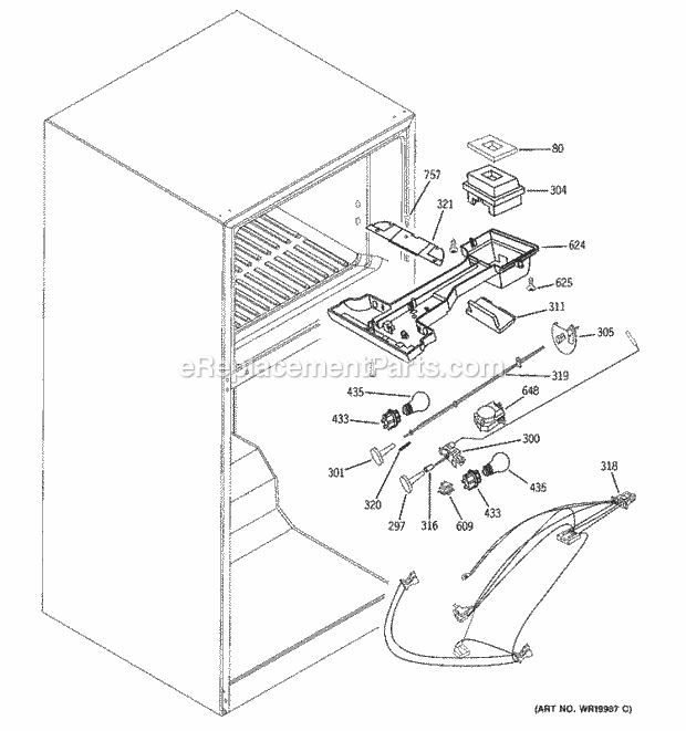 GE GTS18TBSBWW Refrigerator Fresh Food Section Diagram