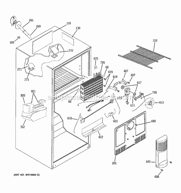 GE GTS18TCSACC Refrigerator Freezer Section Diagram