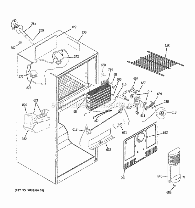 GE GTS18TCSBBB Refrigerator Freezer Section Diagram