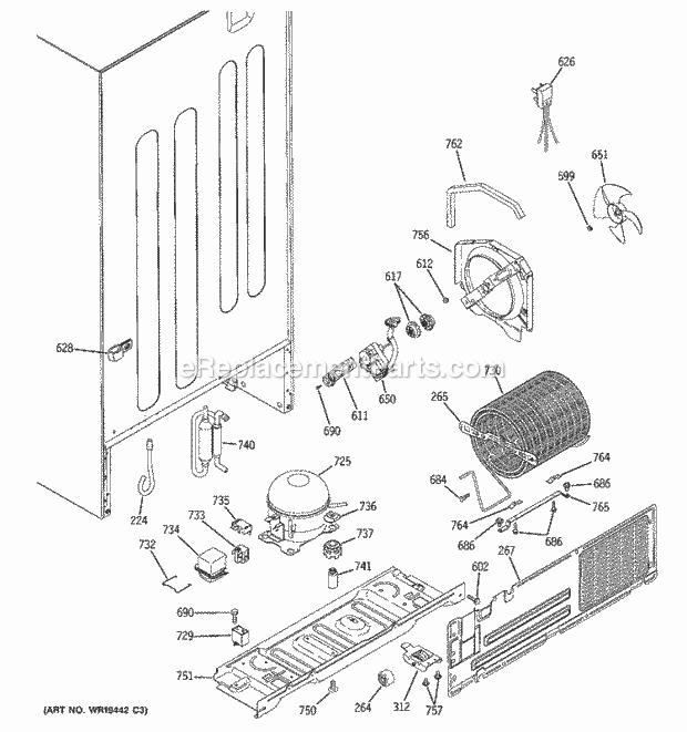 GE GTS22JBPCRWW Refrigerator Unit Parts Diagram