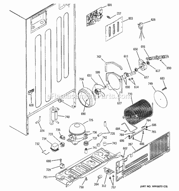 GE GTS22KBMARAA Refrigerator Sealed System & Mother Board Diagram