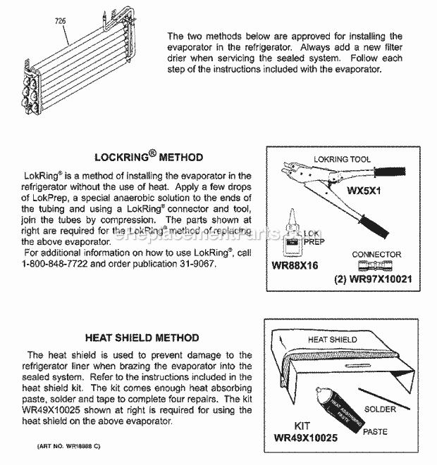 GE GTS22KBMARWW Refrigerator Evaporator Instructions Diagram