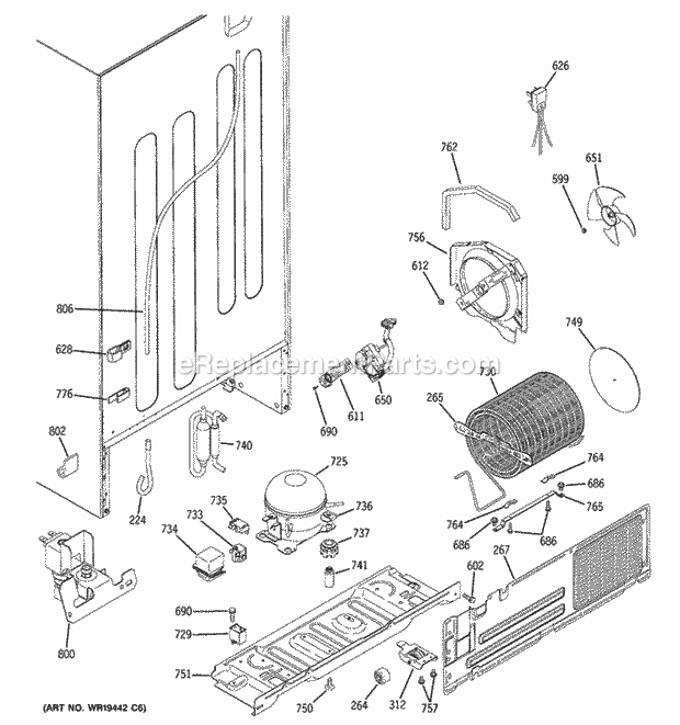 GE GTS22WCPCRBB Refrigerator Unit Parts Diagram