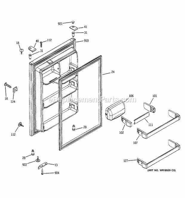 GE GTY22IBBJRSS Fresh Food Door Diagram