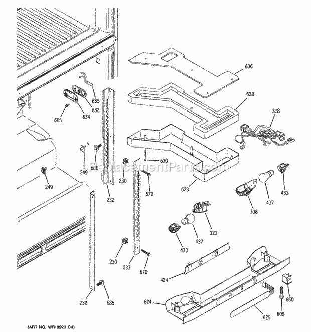 GE GTY25LBBJRWW Fresh Food Section Diagram