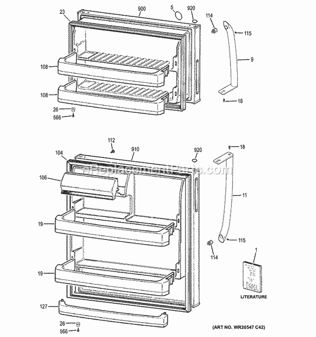 GE GTZ18GBEERSS Doors Diagram