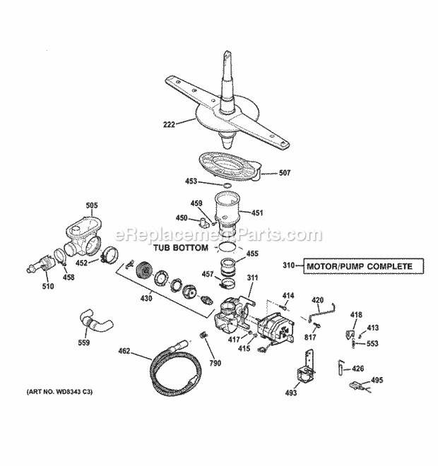 GE HDA2100V35CC Motor-Pump Mechanism Diagram