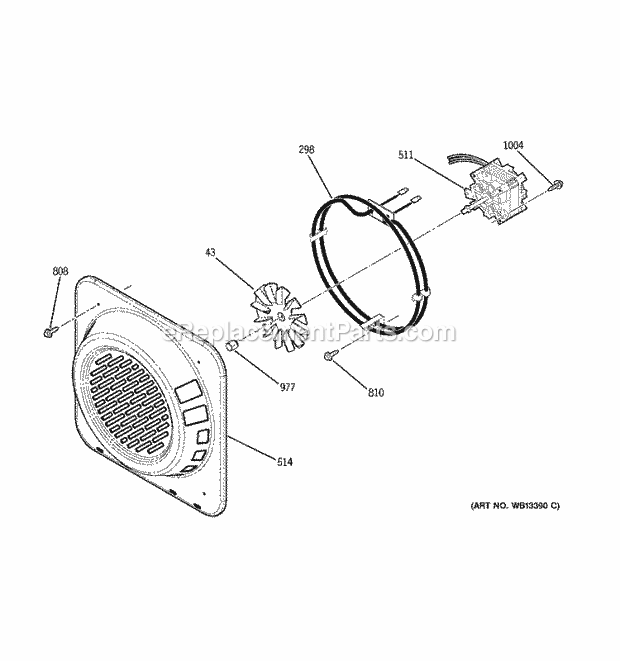 GE J2C968BEK3BB Gas Range Convection Fan Diagram