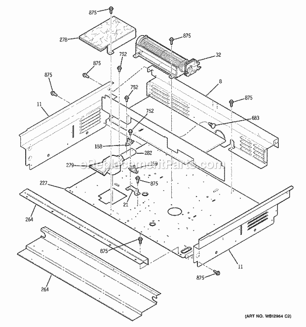 GE J2S968SEK3SS Gas Range Cooling Fan Diagram