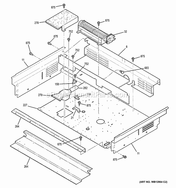 GE J2S968SH4SS Gas Range Cooling Fan Diagram