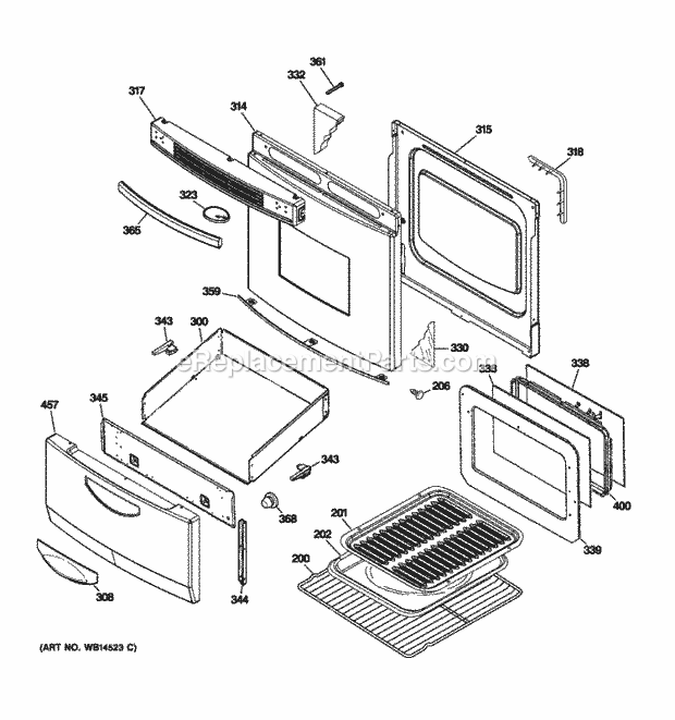 GE JAP02SN1SS Door & Drawer Parts Diagram