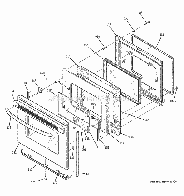 GE JB620SR7SS Door Diagram