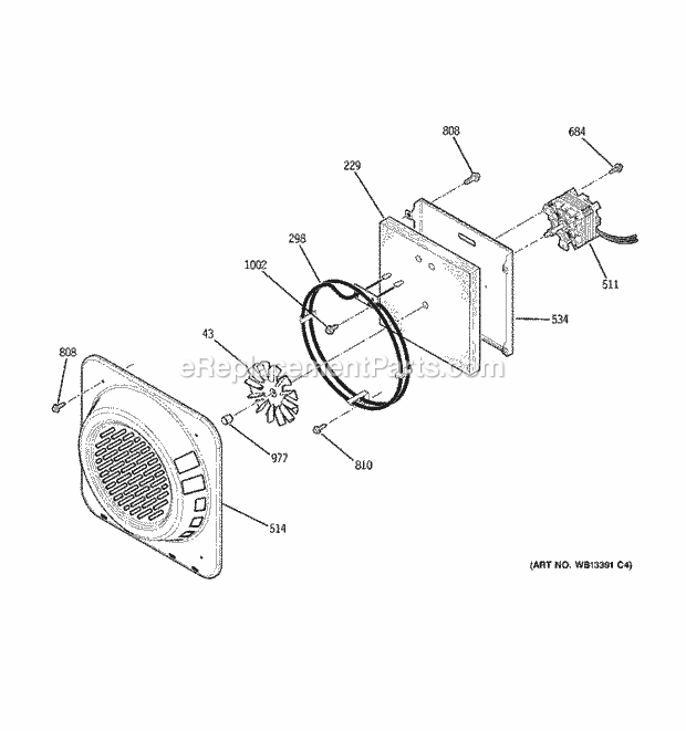 GE JB910KK5CC Electric Range Convection Fan Diagram