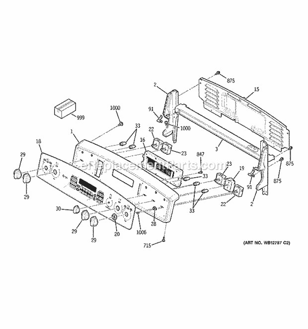 GE JB968BH3BB Electric Range Control Panel Diagram