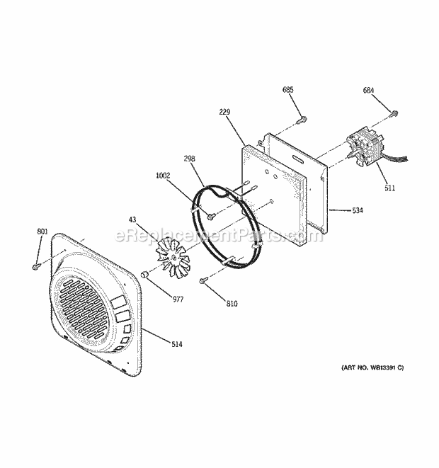 GE JB968BH3BB Electric Range Convection Fan Diagram