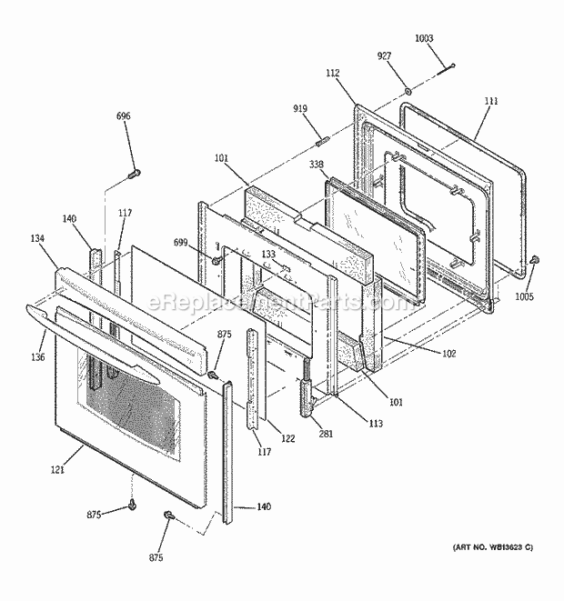 GE JB968SL1SS Electric Range Door Diagram