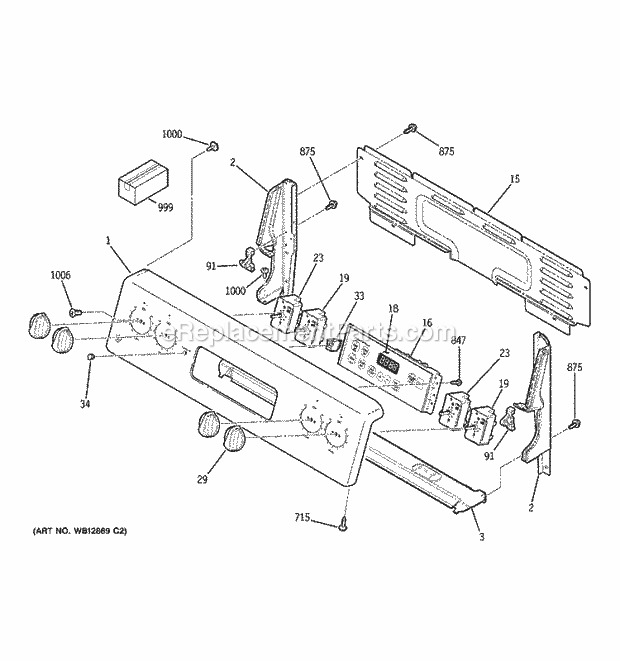 GE JBP24DM1BB Electric Range Control Panel Diagram