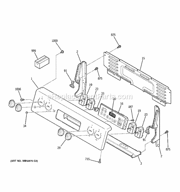 GE JBP35BH2CT Electric Range Control Panel Diagram