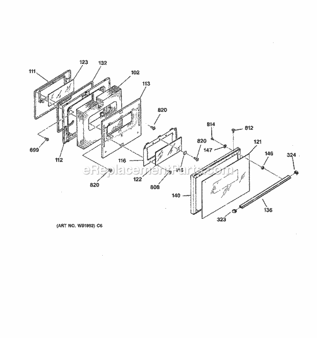 GE JBP62BY1AD Electric Range Door Diagram