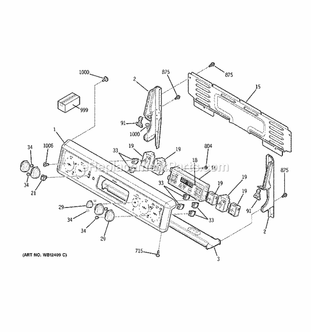 GE JBP80TF1WW Electric Range Control Panel Diagram