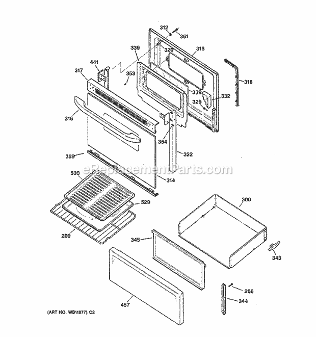 GE JBS61BC1AD Electric Range Door & Drawer Parts Diagram