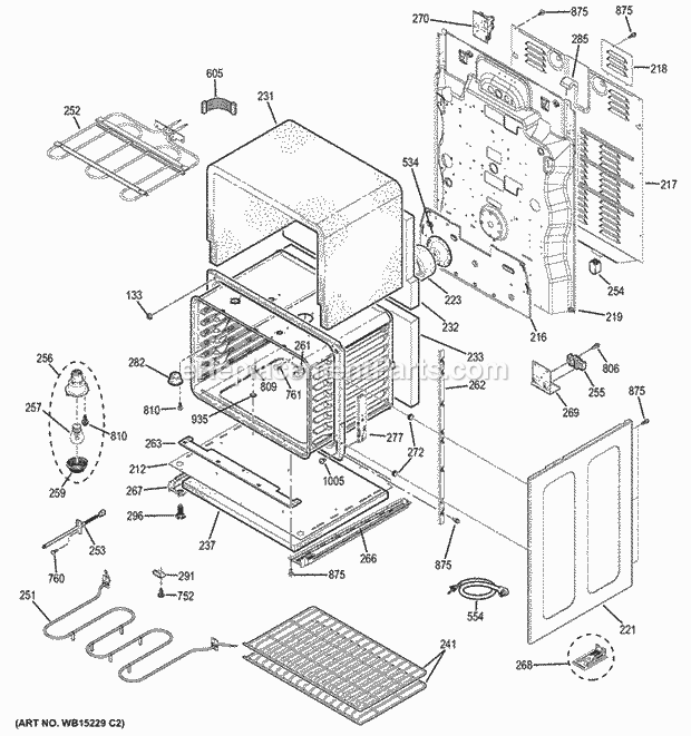 GE JCB850SF1SS Lower Oven Diagram