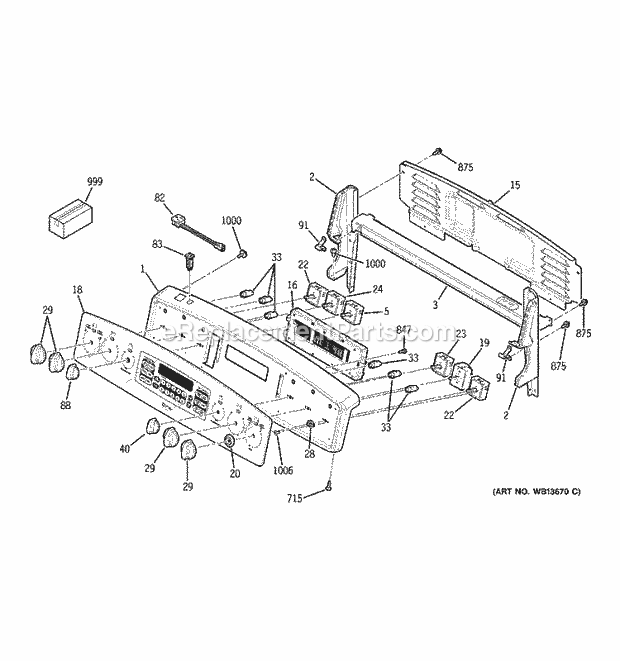 GE JCB968WK2WW Electric Range Control Panel Diagram