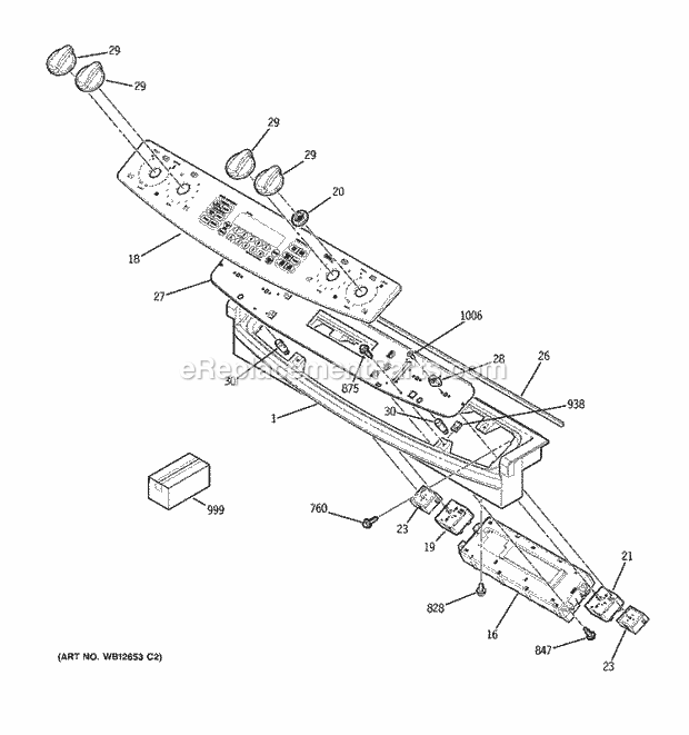 GE JCS968BF2BB Electric Range Control Panel Diagram