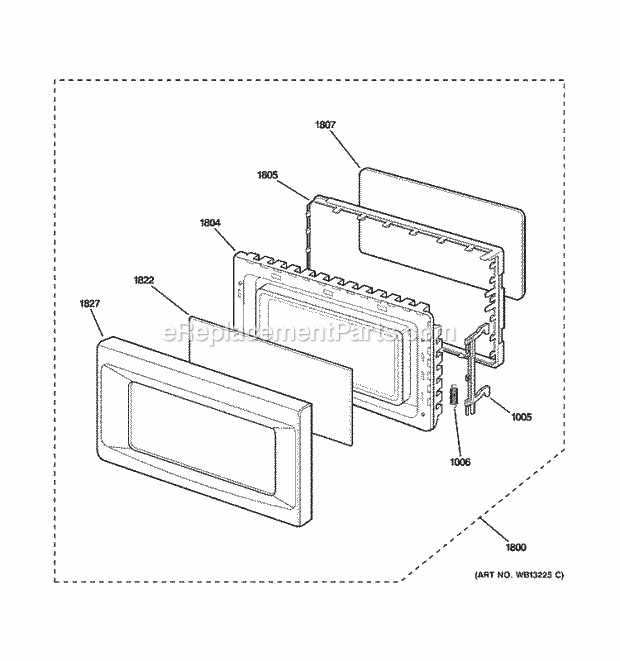 GE JE1860SH03 Counter Top Microwave Door Parts Diagram