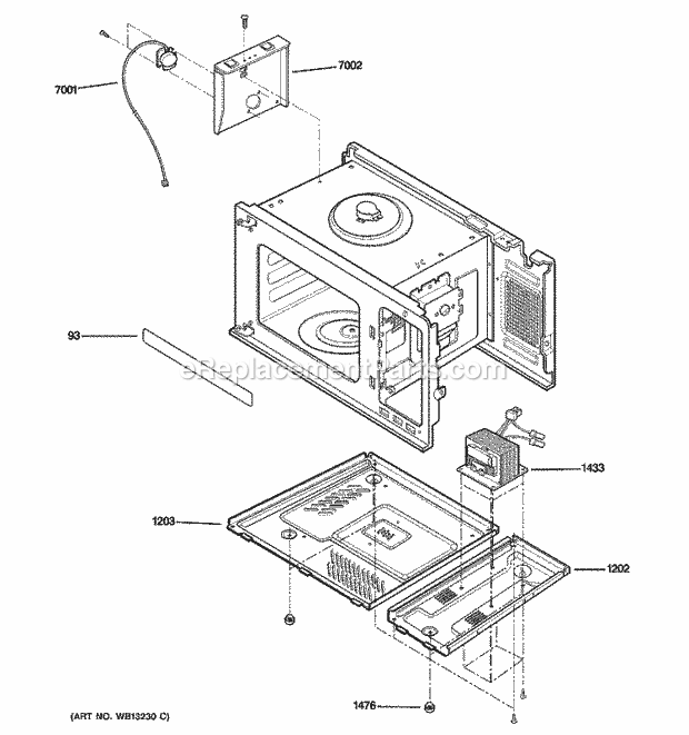 GE JE1860SH03 Counter Top Microwave Interior Parts (2) Diagram