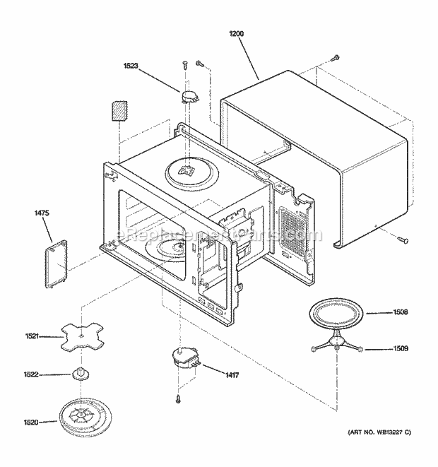 GE JE1860SH04 Counter Top Microwave Oven Cavity Parts Diagram